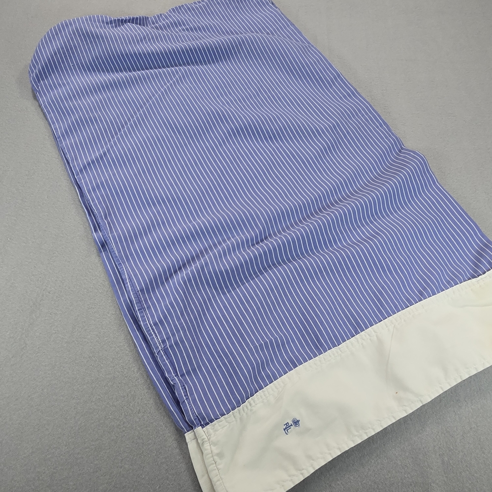 Lauren Ralph Lauren Pillowcase Set Standard Blue White Pinstripe Cotton‎ Logo